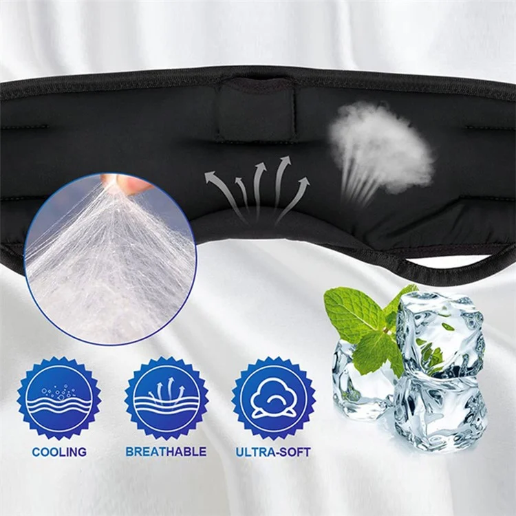 Masque de sommeil intelligent Bluetooth avec musique Masque de sommeil sans fil Couvre-yeux avec musique / haut-parleur Masque de sommeil à ombre arc respirant - Noir