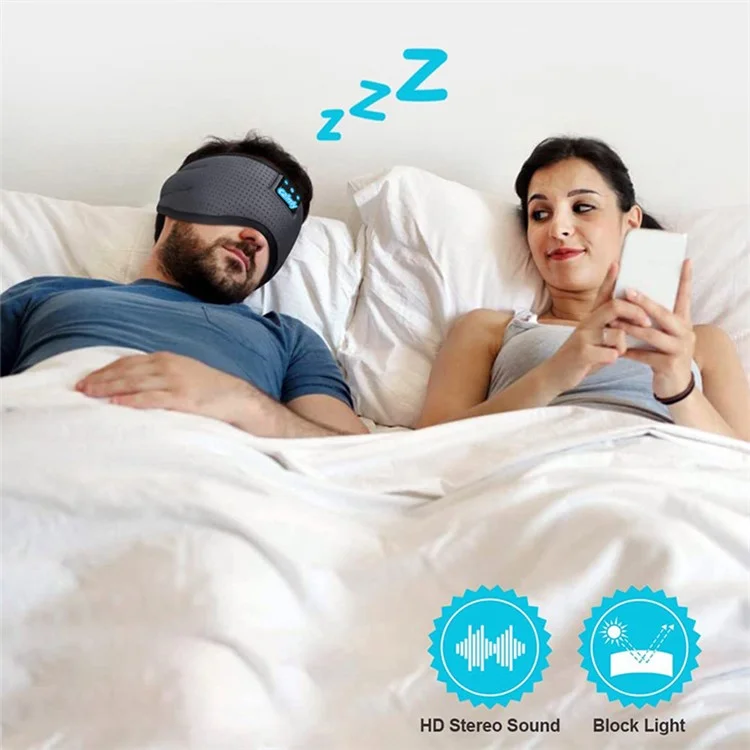 Masque de sommeil intelligent Bluetooth avec musique Masque de sommeil sans fil Couvre-yeux avec musique / haut-parleur Masque de sommeil à ombre arc respirant - Noir