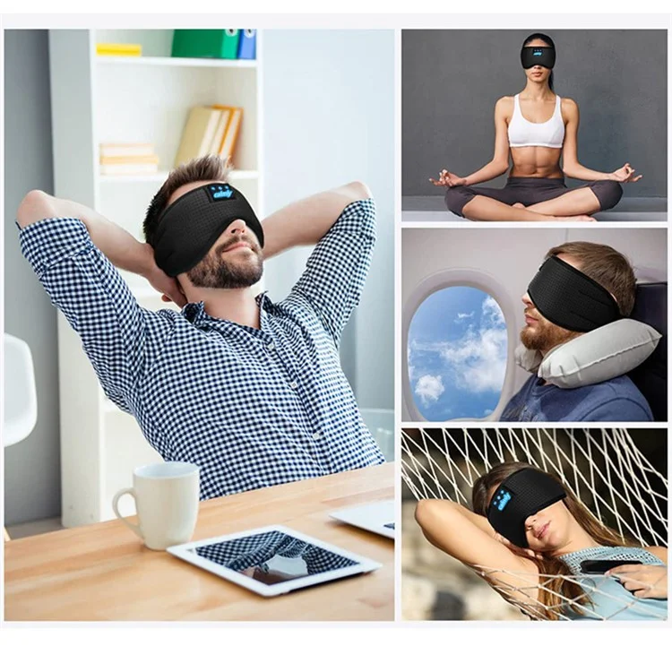 Masque de sommeil intelligent Bluetooth avec musique Masque de sommeil sans fil Couvre-yeux avec musique / haut-parleur Masque de sommeil à ombre arc respirant - Noir