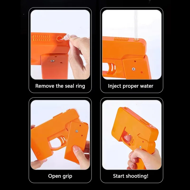 8093 Double Nozzle Foldable Water Gun for Children Outdoor Water Fight Toy - Orange