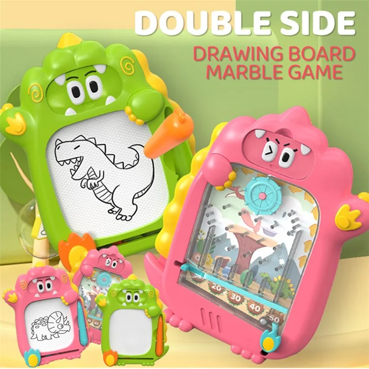 Dinosaur Magnetic Drawing Board Maze Marble Game Children Graffiti Drawing Writing Board Double-sided Educational Toy - Pink