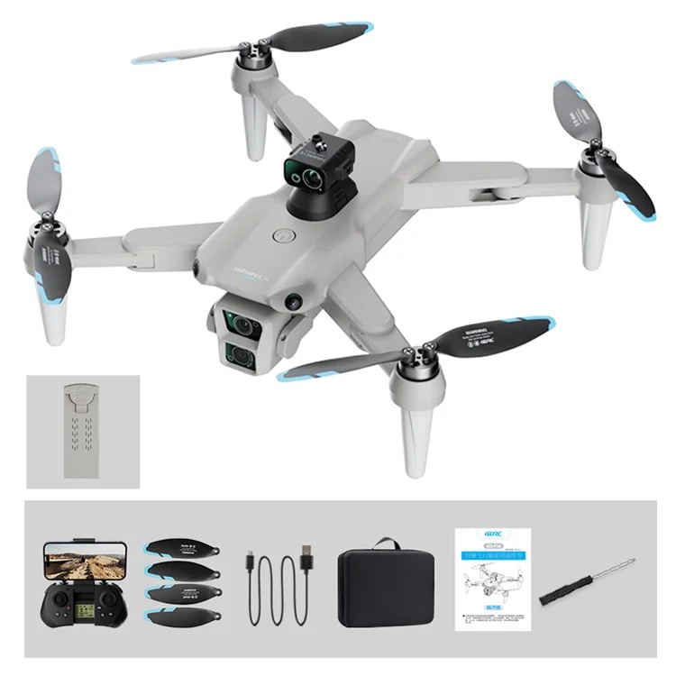 4DRC F14 Obstacle Avoidance ESC HD Dual Camera Brushless Motor Folding RC Drone, 1 Battery - Grey White