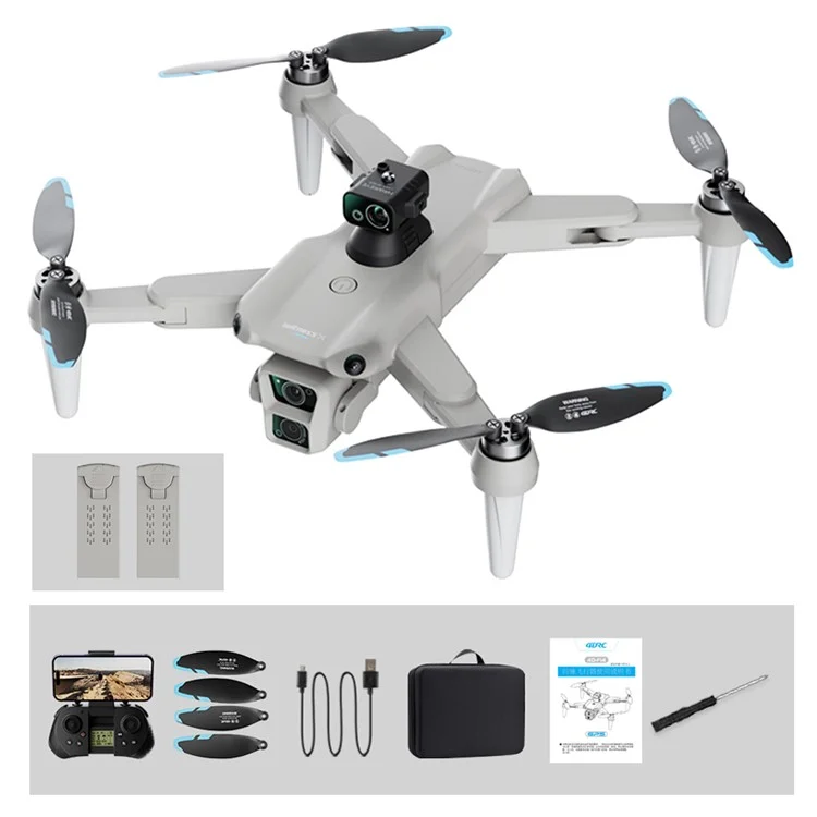 4DRC F14 Obstacle Avoidance ESC HD Dual Camera Brushless Motor Folding RC Drone, 2 Batteries - Серый Белый