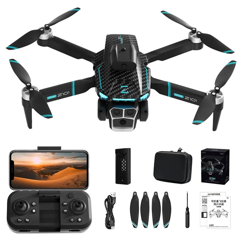 Drone per fotografia aerea Z101 con flusso ottico, evitamento ostacoli e quadricoptero RC 4K HD, 1 batteria