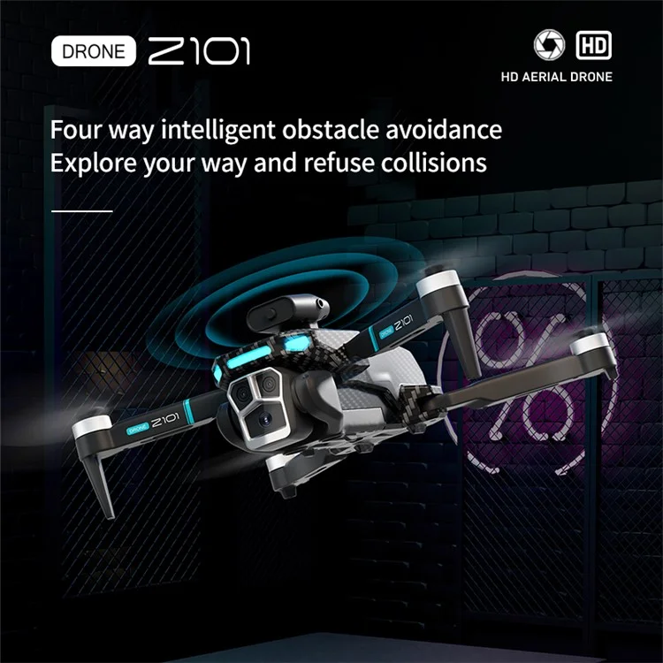 Drone per fotografia aerea Z101 con flusso ottico, evitamento ostacoli e quadricoptero RC 4K HD, 1 batteria