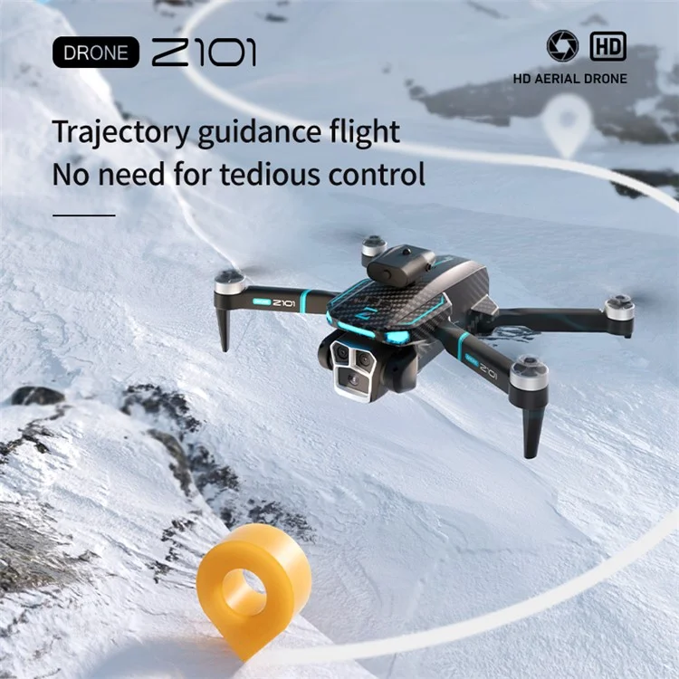 Drone de photographie aérienne Z101 avec capteur de flux optique et évitement d'obstacles, Quadrirotor RC 6K HD, 2 batteries