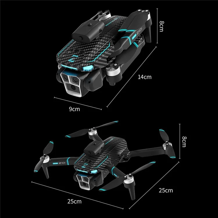Drone de photographie aérienne Z101 avec capteur de flux optique et évitement d'obstacles, Quadrirotor RC 6K HD, 2 batteries