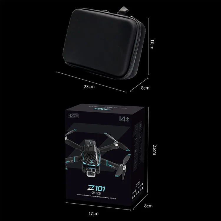 Drone de photographie aérienne Z101 avec capteur de flux optique et évitement d'obstacles, Quadrirotor RC 6K HD, 2 batteries
