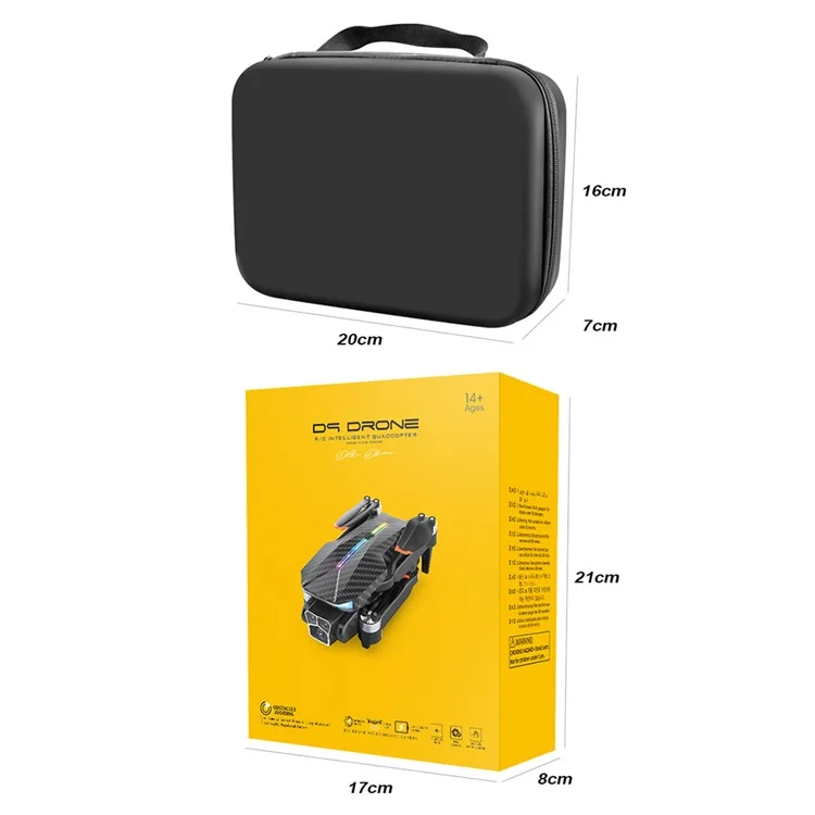 Беспилотный летательный аппарат D9 HD Camera RC с автоматическим распознаванием препятствий, функцией удержания высоты, бесщеточными двигателями и возможностью складывания, 3 аккумулятора