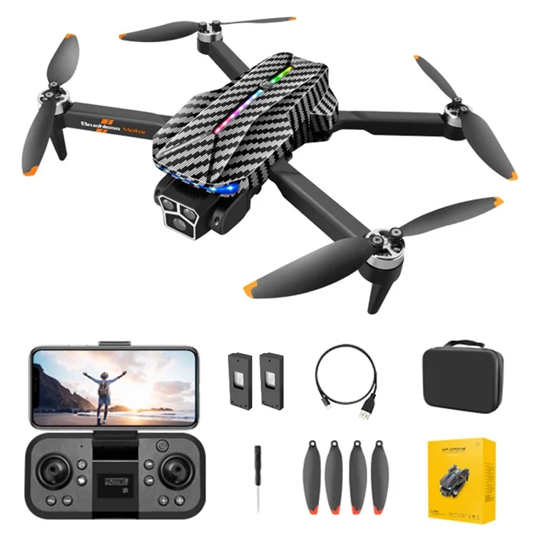 D9 HD Aerial Photography RC Drone Obstacle Avoidance Brushless Motor Folding Quadcopter, 2 Batterien