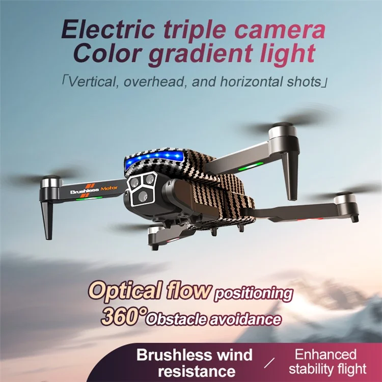 D9 HD Aerial Photography RC Drone Obstacle Avoidance Brushless Motor Folding Quadcopter, 2 Batterien
