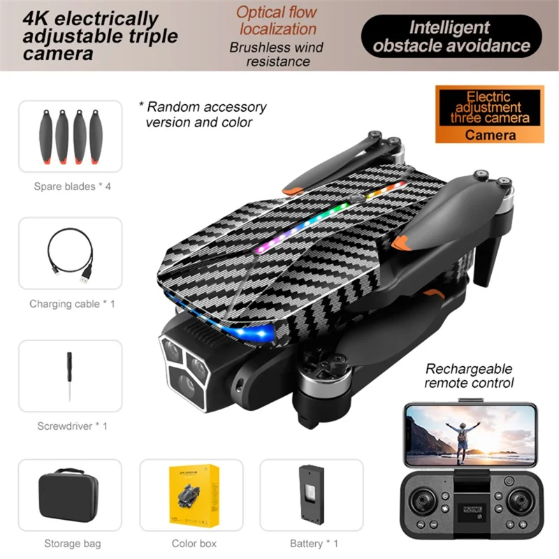D9 HD Aerial Photography Folding RC Drone Obstacle Avoidance Brushless Motor Quadcopter, 1 Akku