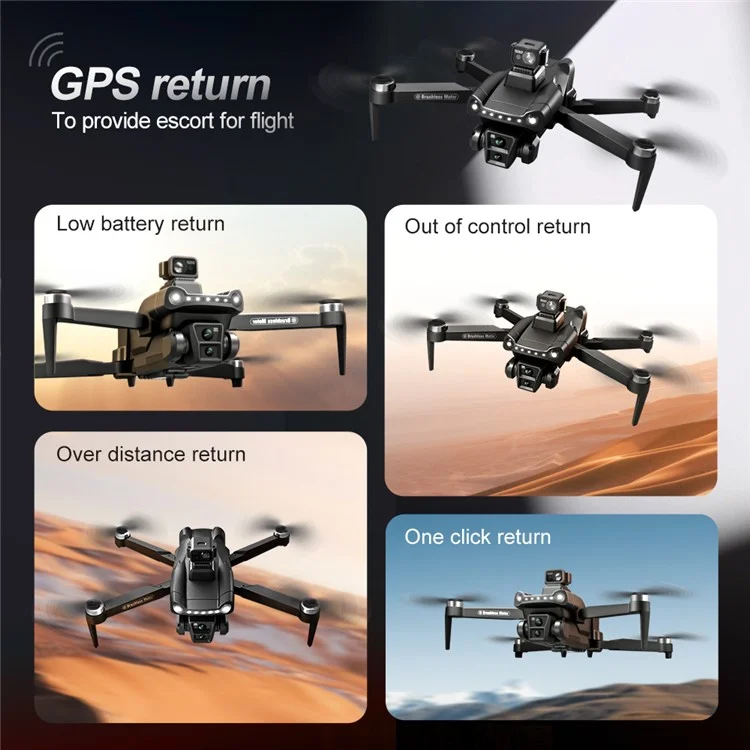 V198 HD Camera RC Drone GPS Smart Return Laser Obstacle Avoidance Brushless Quadcopter, 2 Batteries