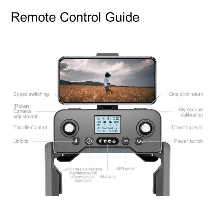 V198 HD Camera RC Drone GPS Smart Return Laser Obstacle Avoidance Brushless Quadcopter, 2 Batteries