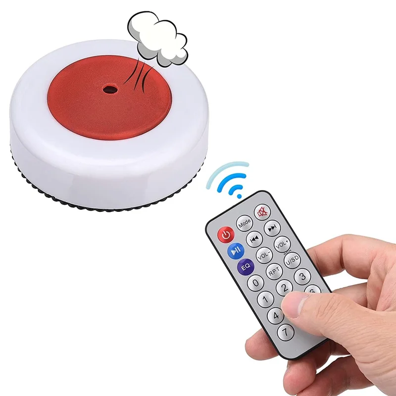 Wireless Remote Control Fart Machine Joke Prank Sound Generator Spoof Toy Gag Gift, Round Shape - White