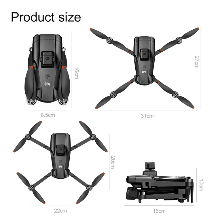 V198 HD Aerial Photography WiFi Faltbarer RC Drohne GPS Smart Return Brushless Quadrocopter, 2 Batterien