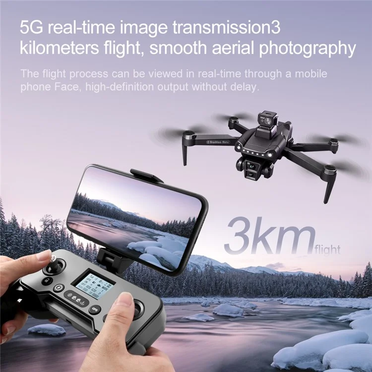 V198 HD Aerial Photography WiFi Faltbarer RC Drohne GPS Smart Return Brushless Quadrocopter, 2 Batterien