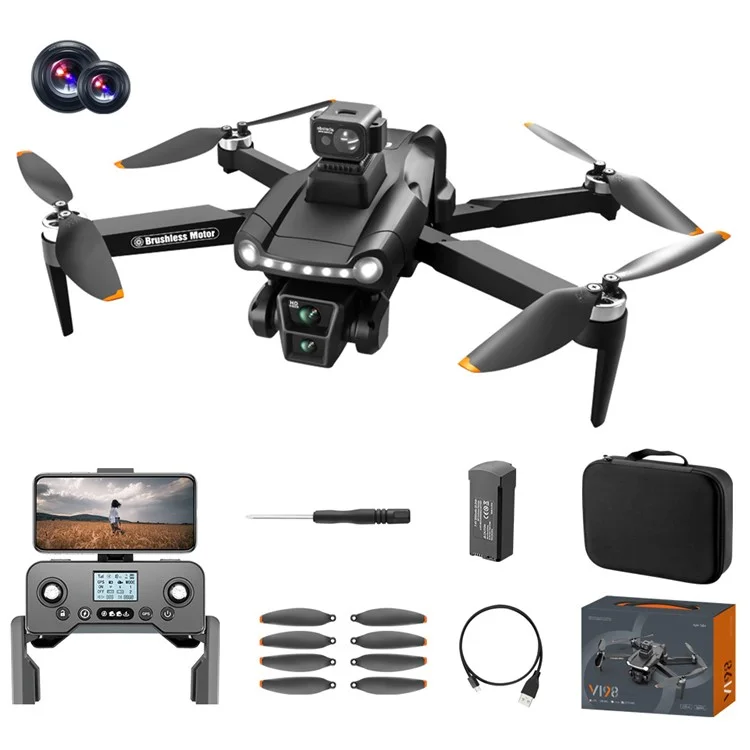 V198 Drone Quadricottero Pieghevole con GPS, Fotografia Aerea HD, Ritorno Smart, Motore Brushless, 1 Batteria