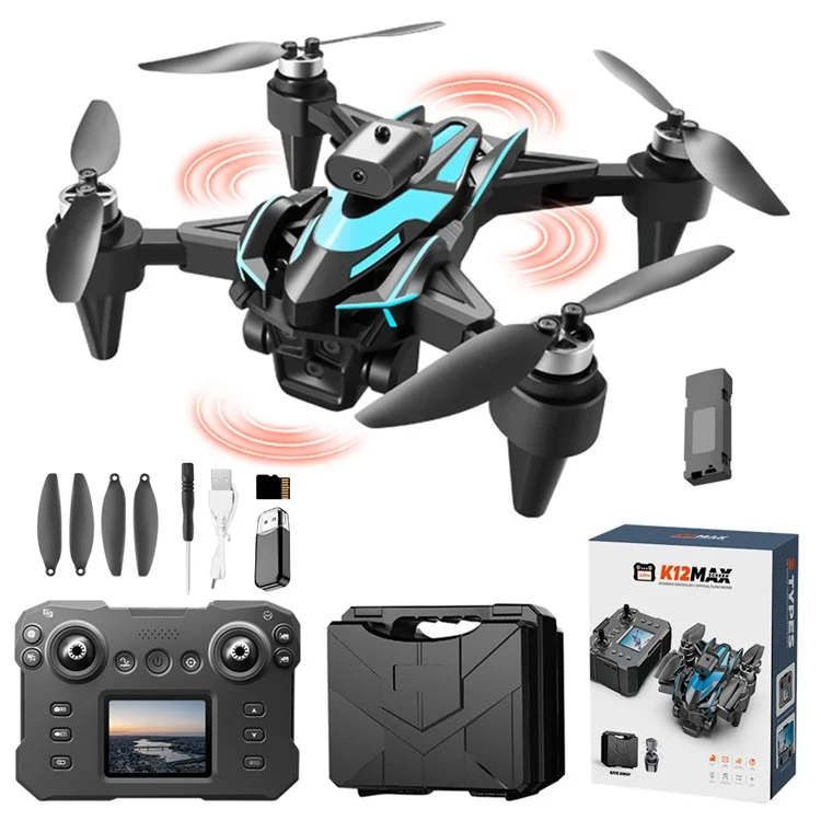 XKJ  K12MAX HD Aerial Photography RC Drone Brushless Foldable Quadcopter with Display Screen Remote Control, 1 Battery