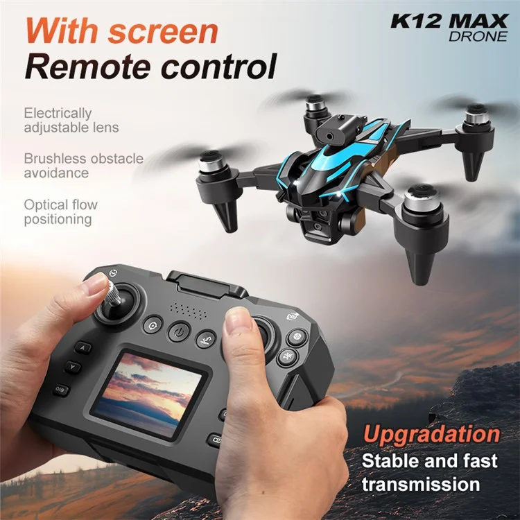 XKJ  K12MAX HD Aerial Photography RC Drone Brushless Foldable Quadcopter with Display Screen Remote Control, 1 Battery