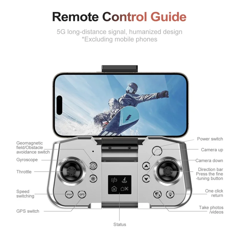 S181 HD Aerial Photography Brushless RC Drone Obstacle Avoidance GPS Positioning Quadcopter, 2 Batteries - Black