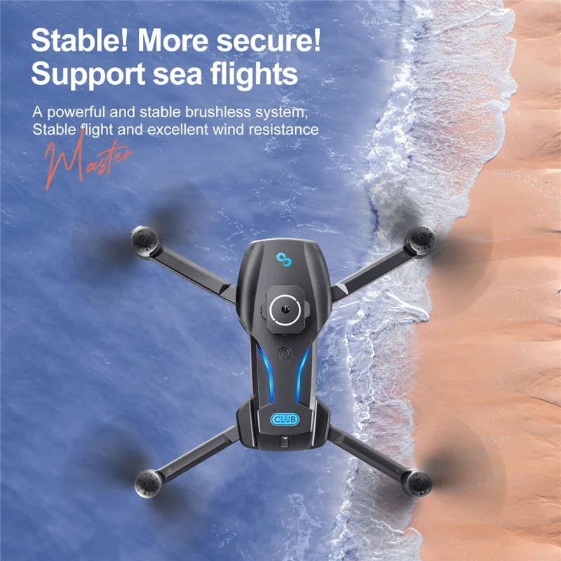 S181 HD Aerial Photography Brushless RC Drone Obstacle Avoidance GPS Positioning Quadcopter, 2 Batteries - Black