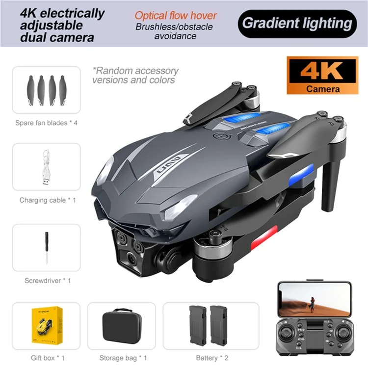 D11 HD Aerial Photography RC Drone Optical Flow Positioning Brushless Quadcopter, 2 Batteries - Blue