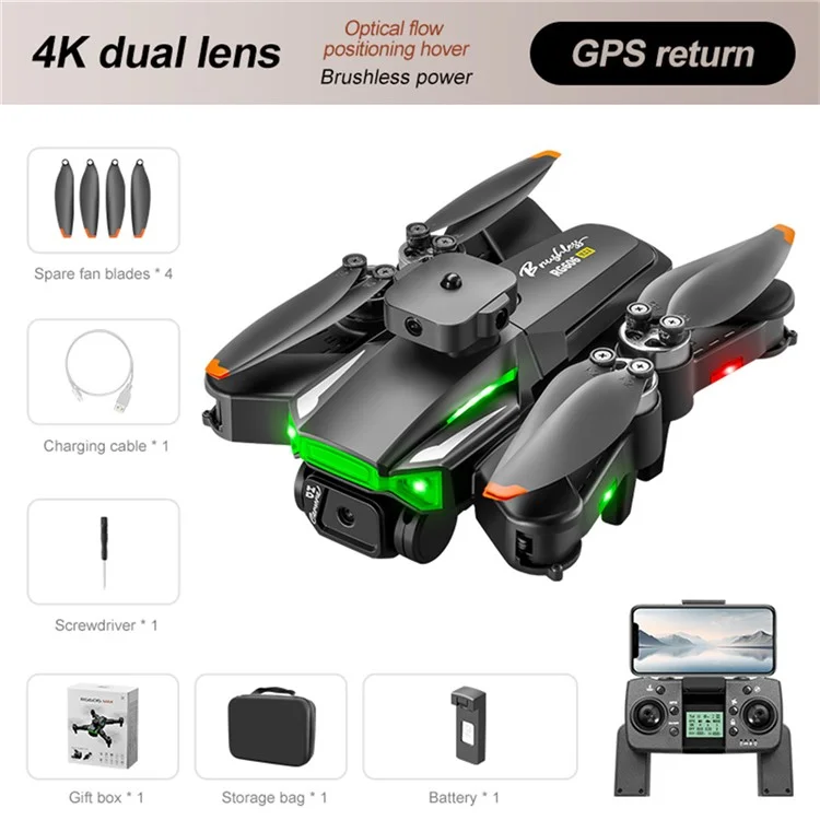 PJC RG606MAX GPS Obstacle Avoidance Brushless Motor Quadcopter HD Aerial Photography Drone, 1 Battery