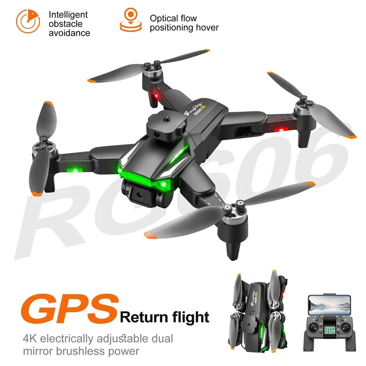 PJC RG606MAX GPS Obstacle Avoidance Brushless Motor Quadcopter HD Aerial Photography Drone, 1 Battery