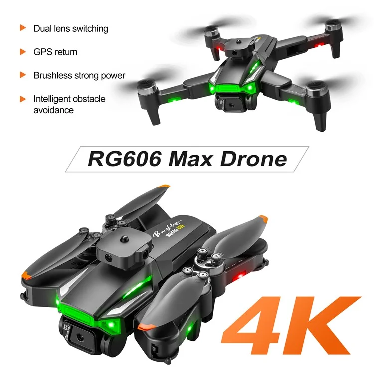 PJC RG606MAX GPS Obstacle Avoidance Brushless Motor Quadcopter HD Aerial Photography Drone, 1 Battery