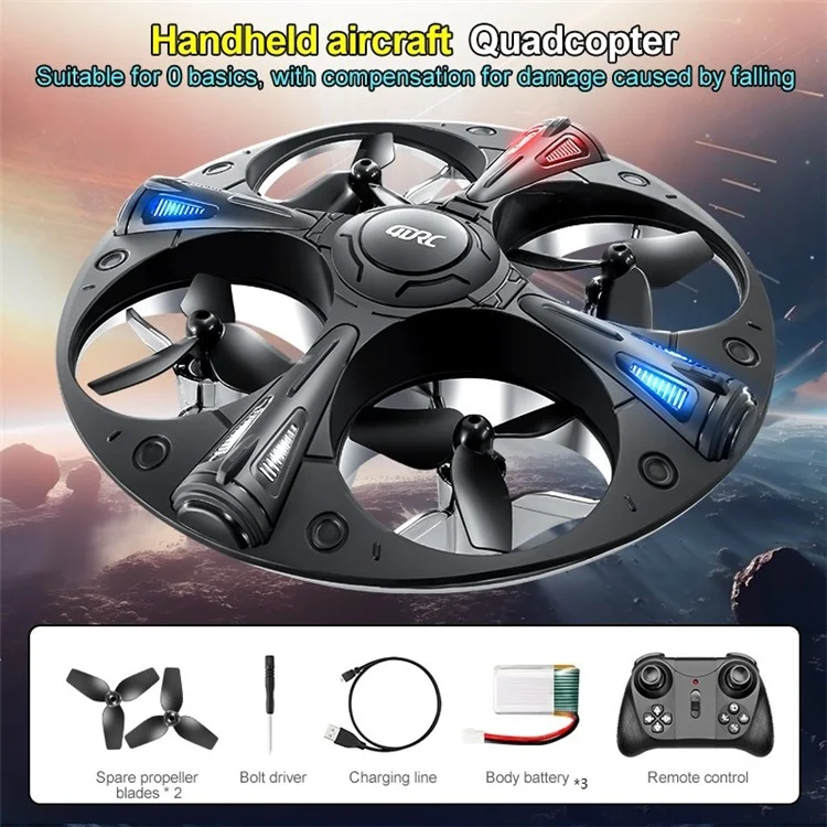 4DRC 4D-V43 Cool Light UFO Aircraft Remote Control Children Flying Saucer Toy, 3 Batteries