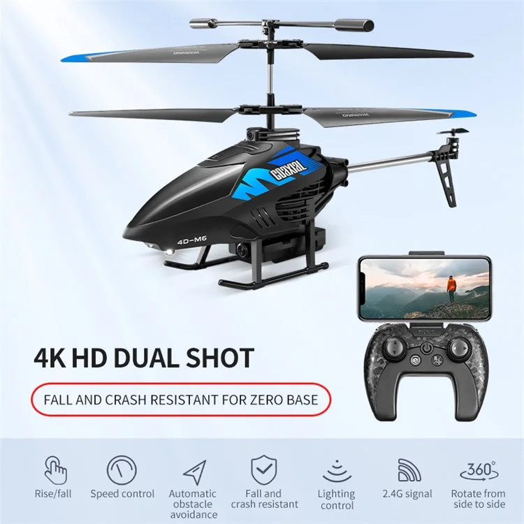 4DRC 4D-M6 HD Aerial Photography Children Aircraft Toy Rechargeable Remote Control Helicopter, 1 Battery - Blue