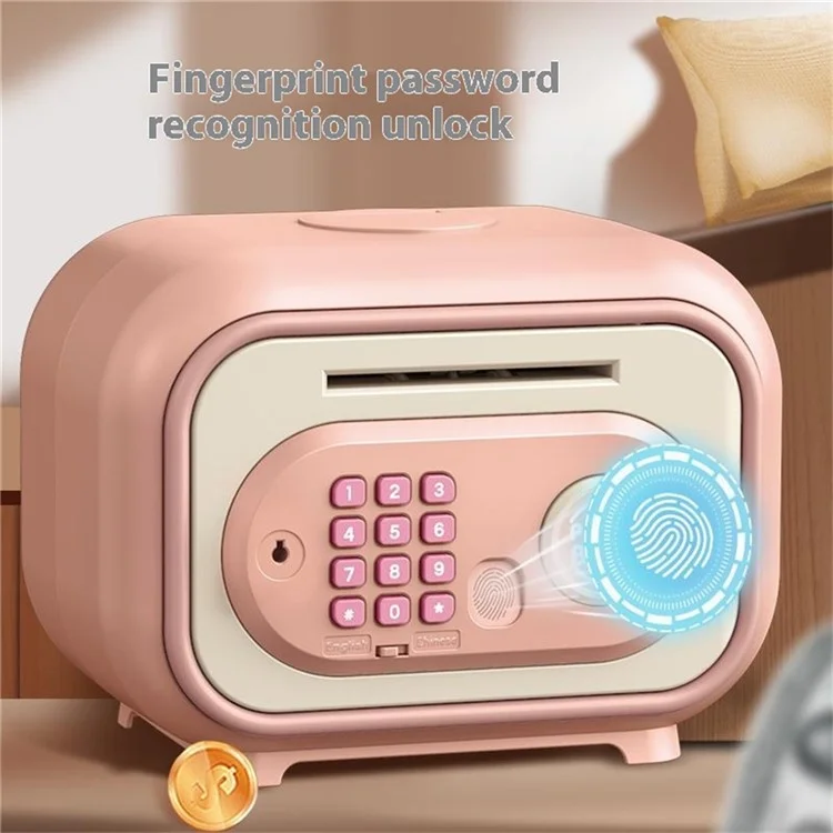 7605 Salvadanaio Elettronico per Bambini Smart Fingerprint Automatic Saving Money Box con Chiave - Rosa