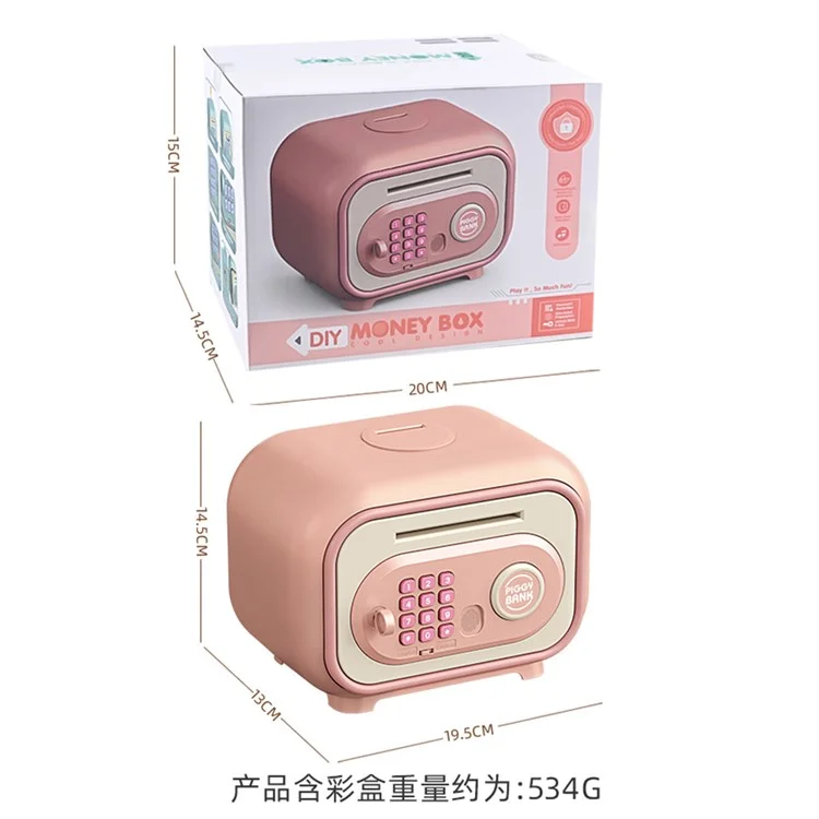 7605 Salvadanaio Elettronico per Bambini Smart Fingerprint Automatic Saving Money Box con Chiave - Rosa