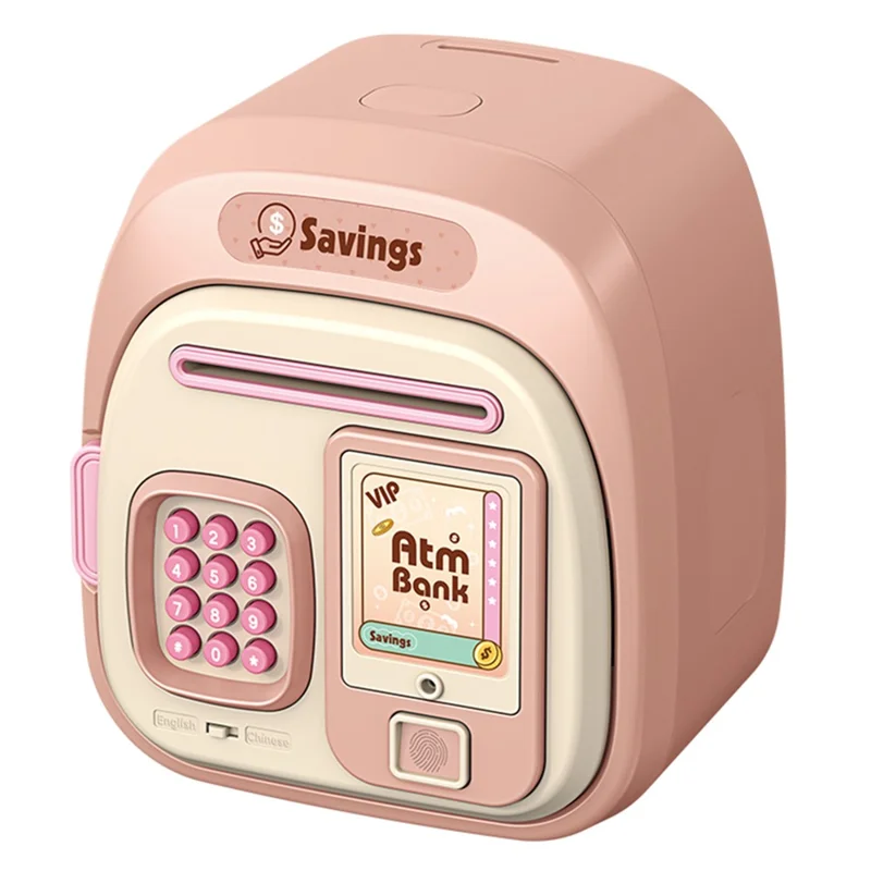 7604 Lösenord + Fingeravtryck Automatiskt Spara Pengar Låda Barn Elektronisk Spargris - Rosa