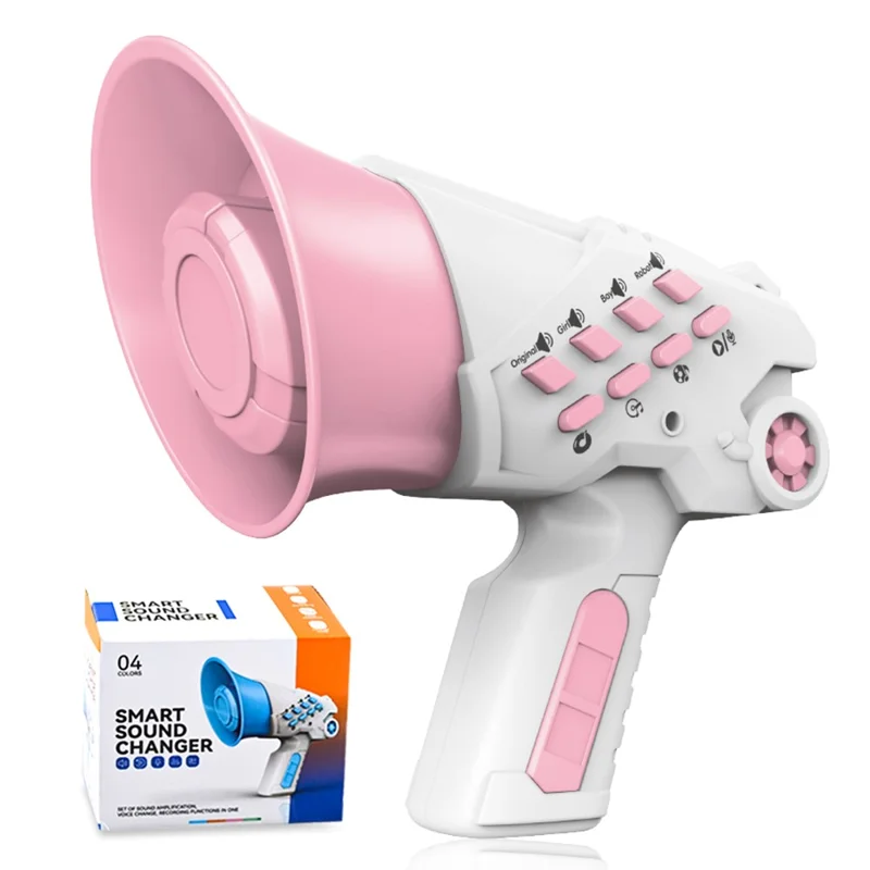LZ070 Creative Children Recording Voice Changer Horn Toy Multi-channel Funny Sound Effect Handheld Horn - Pink