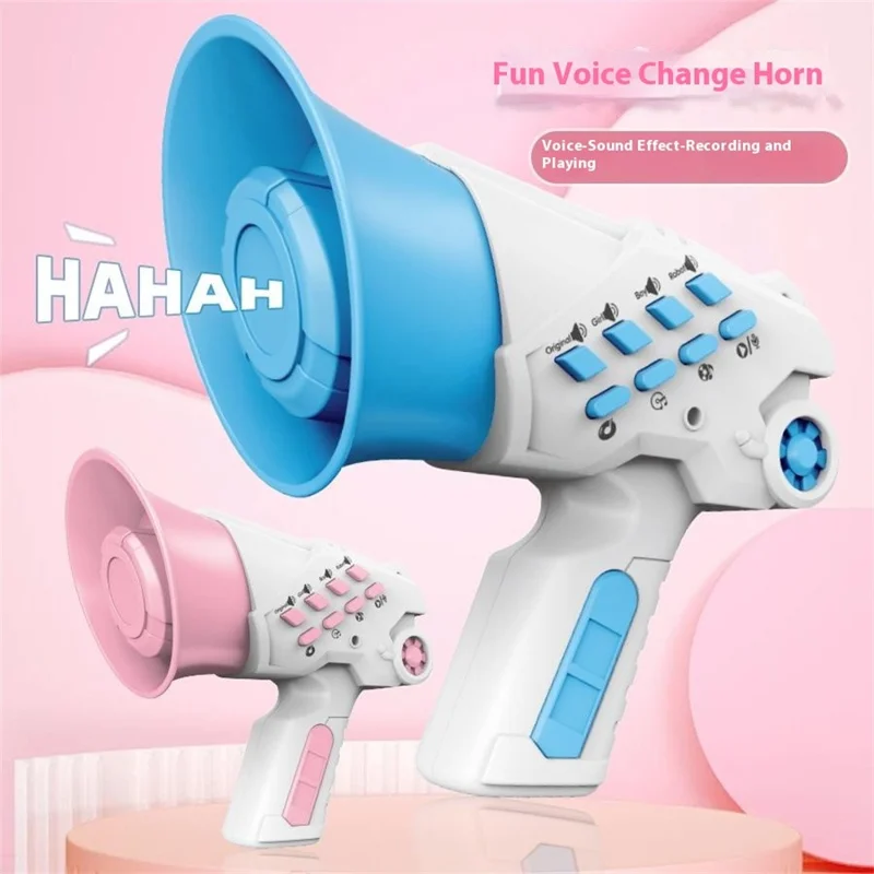 LZ070 Creative Children Recording Voice Changer Horn Toy Multi-channel Funny Sound Effect Handheld Horn - Pink