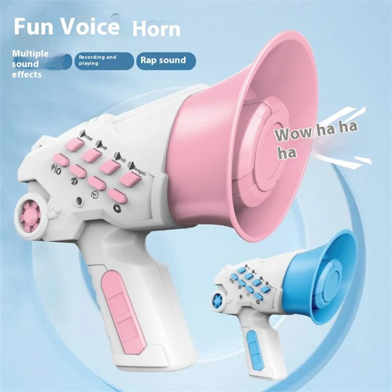 LZ070 Creative Children Recording Voice Changer Horn Toy Multi-channel Funny Sound Effect Handheld Horn - Pink