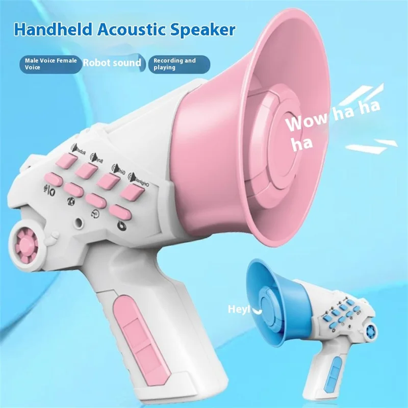 LZ070 Creative Children Recording Voice Changer Horn Toy Multi-channel Funny Sound Effect Handheld Horn - Pink