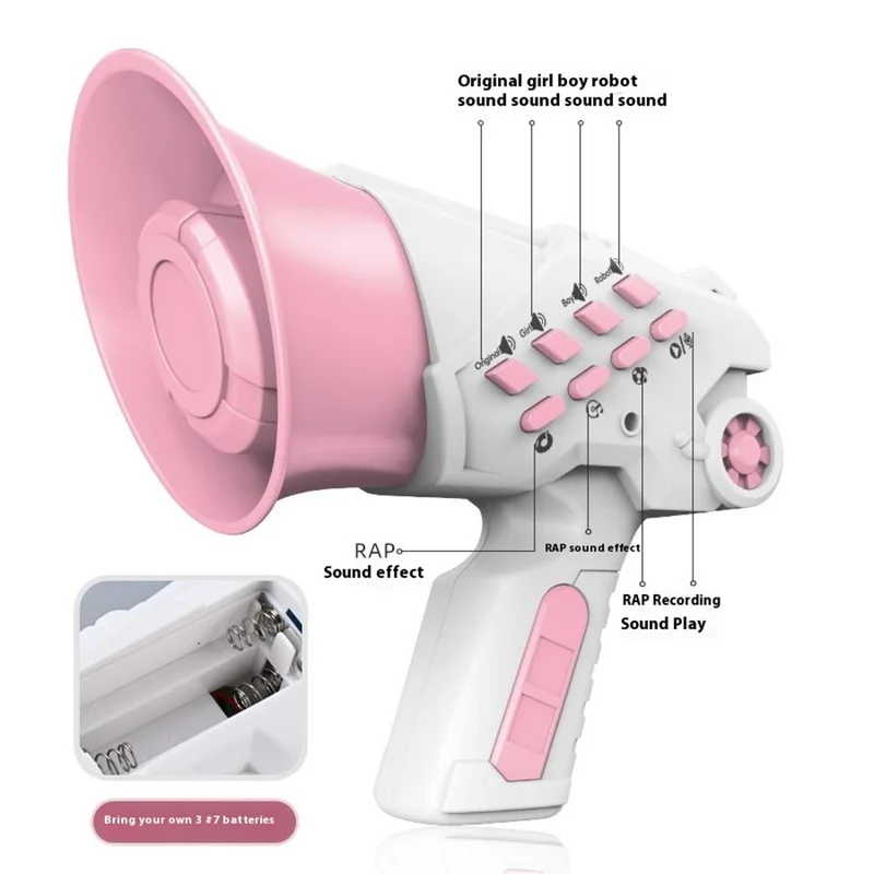 LZ070 Creative Children Recording Voice Changer Horn Toy Multi-channel Funny Sound Effect Handheld Horn - Pink