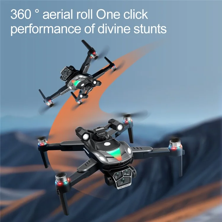 V188 Hindernisvermeidender bürstenloser Quadcopter mit HD-Kamera, Suchscheinwerfer und RC-Drohne, 2 Batterien - Grau