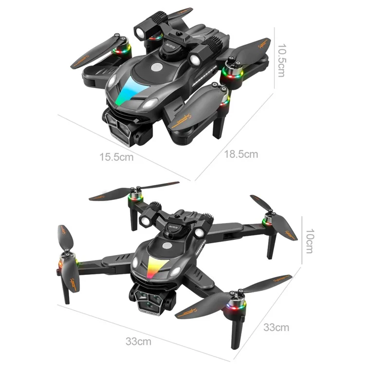 V188 Hindernisvermeidender bürstenloser Quadcopter mit HD-Kamera, Suchscheinwerfer und RC-Drohne, 2 Batterien - Grau