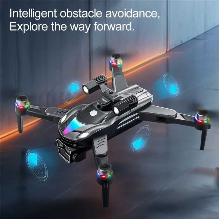 V188 Hindernisvermeidender bürstenloser Quadcopter mit HD-Kamera, Suchscheinwerfer und RC-Drohne, 2 Batterien - Grau
