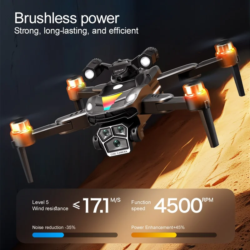 V188 Obstacle Avoidance Brushless Quadcopter HD Camera Searchlight RC Drone, 2 Batteries - White