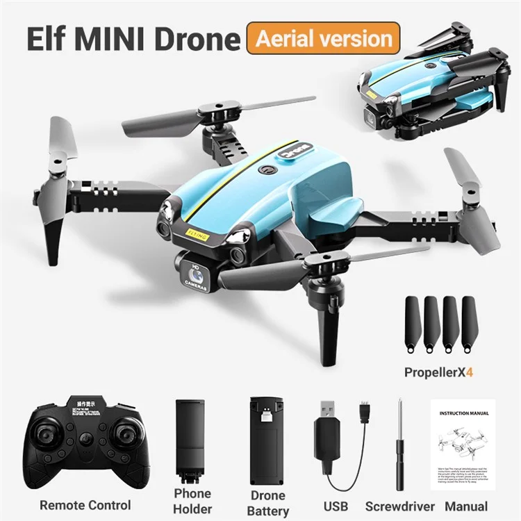 H126 Elf Mini Drone HD Aerial Photography Foldable RC Quadcopter, 1 Battery - Blue