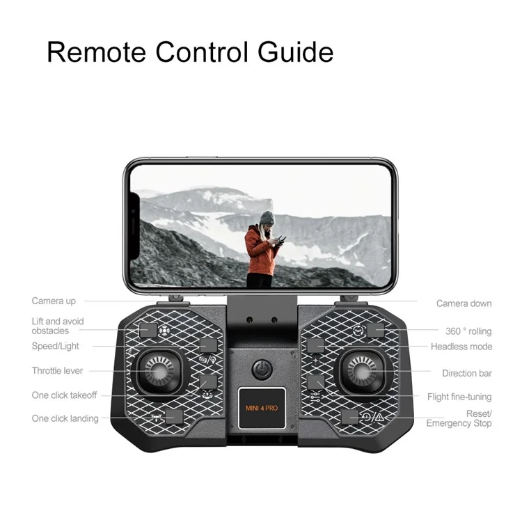 V600 HD Camera RC Drone Obstacle Avoidance Brushless Motor Quadcopter, 1 Battery - Grey