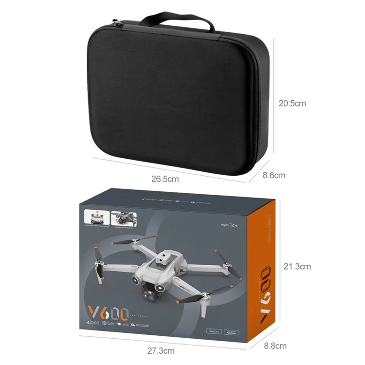 V600 HD Camera RC Drone Obstacle Avoidance Brushless Motor Quadcopter, 1 Battery - Grey