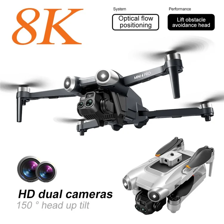 V600 HD Camera RC Drone Obstacle Avoidance Brushless Motor Quadcopter, 1 Battery - Grey