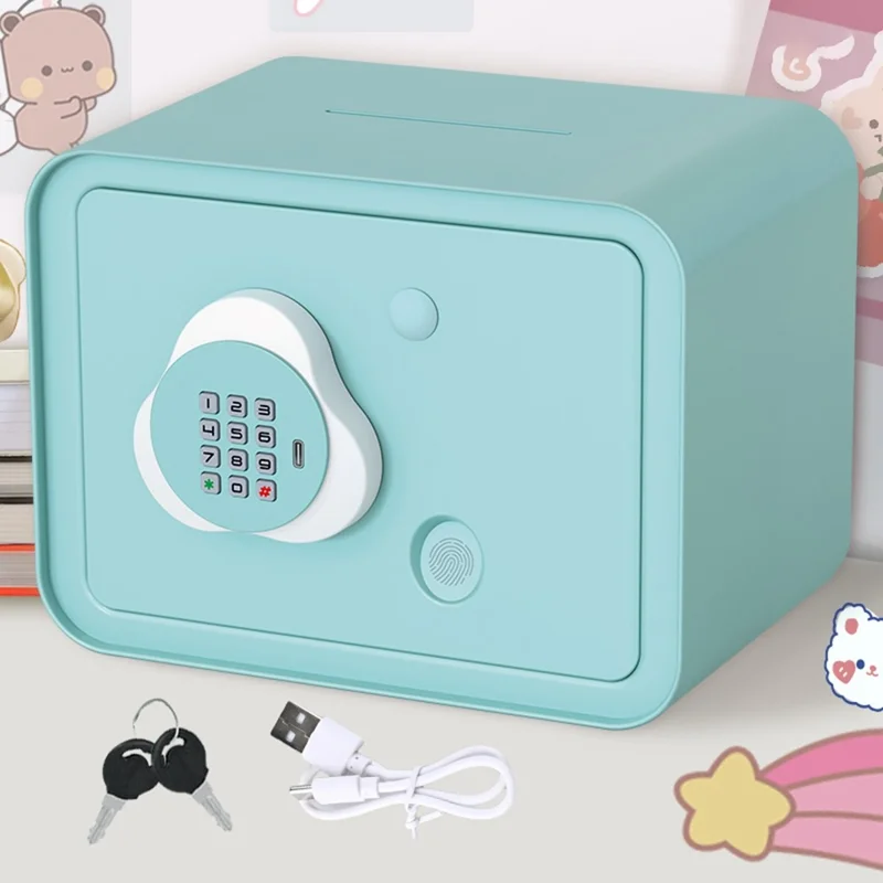 7608 Children Small Safe Piggy Bank Password Money Box Creative Toy - Blue