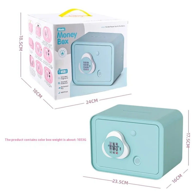 7608 Children Small Safe Piggy Bank Password Money Box Creative Toy - Blue